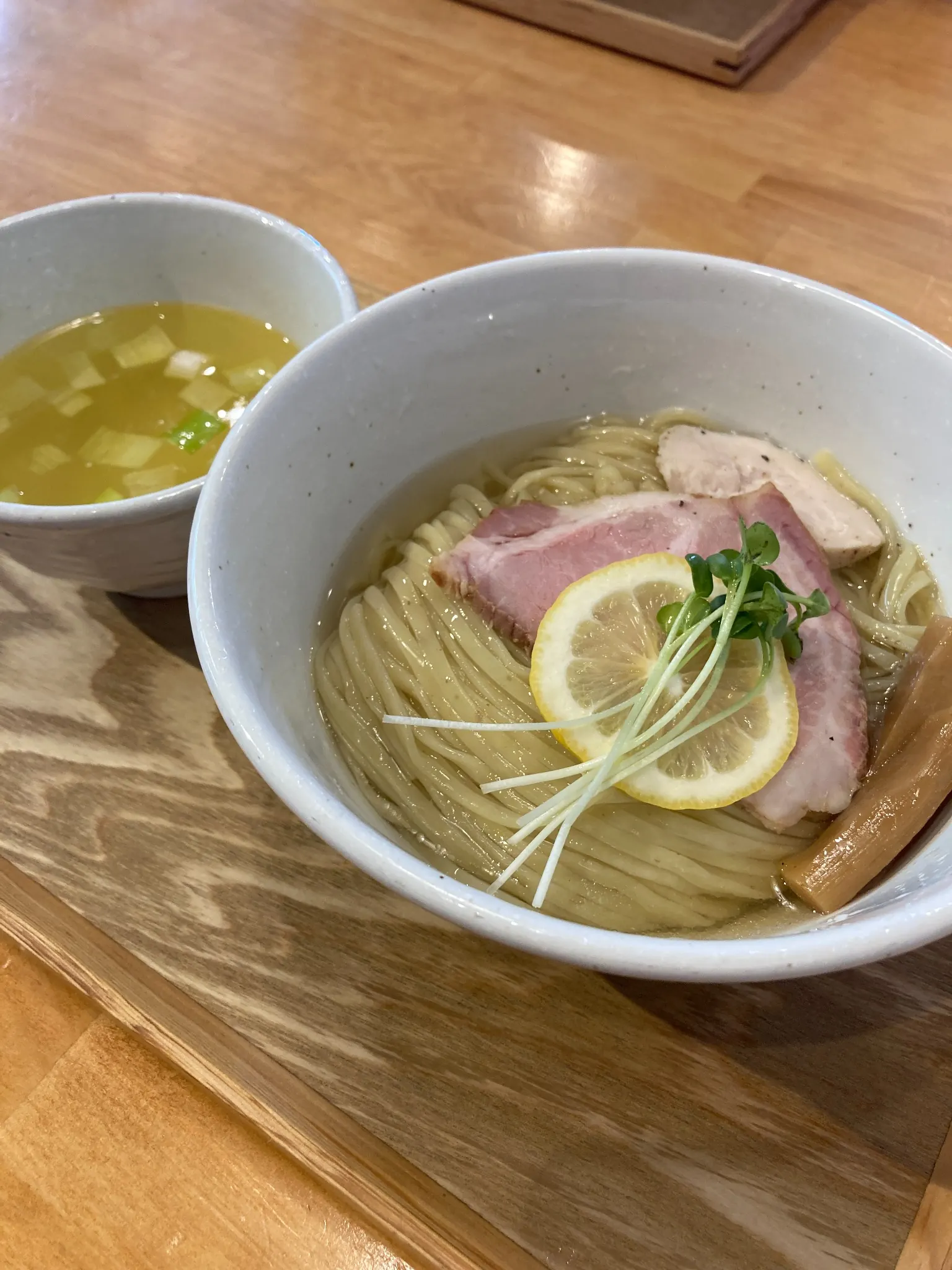 らぁ麺椿で注文した昆布水つけ麺（塩）